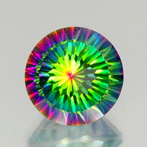 Quarzo mistico naturale multicolore da 10,50 ct, taglio rotondo, VS