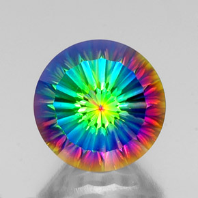 Quarzo mistico naturale multicolore da 10,57 ct, taglio rotondo, VVS-VS