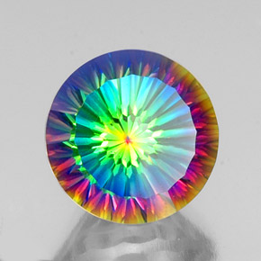 Quarzo mistico naturale multicolore da 10,57 ct, taglio rotondo, VVS-VS