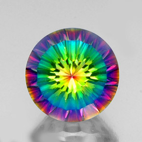 Quarzo mistico naturale multicolore da 9,69 ct, taglio rotondo, VVS