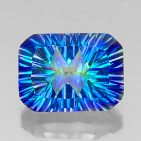 Quarzo mistico naturale multicolore da 10,56 ct, taglio smeraldo, VS