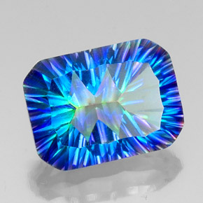 Quarzo mistico naturale multicolore da 10,56 ct, taglio smeraldo, VS