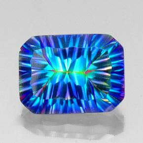 Quarzo mistico naturale multicolore da 10,24 ct, taglio smeraldo, VS