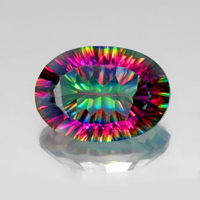 Quarzo mistico naturale multicolore da 11,94 ct, taglio ovale, VVS-VS