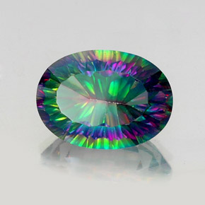 Quarzo mistico naturale multicolore da 13,48 ct, taglio ovale, VS