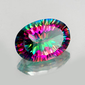 Quarzo mistico naturale multicolore da 11,58 ct, taglio ovale, VVS-VS