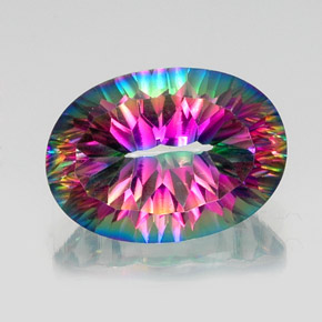 Quarzo mistico naturale multicolore da 13,49 ct, taglio ovale, VVS-VS