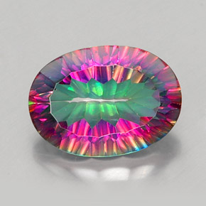 Quarzo mistico naturale multicolore da 11,71 ct, taglio ovale, VVS-VS