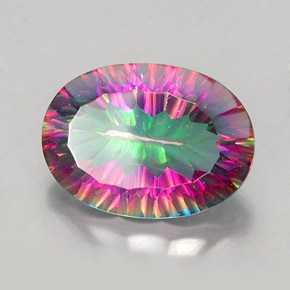 Quarzo mistico naturale multicolore da 11,71 ct, taglio ovale, VVS-VS