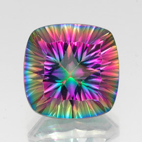 Quarzo mistico naturale multicolore da 15,58 ct, taglio a cuscino, VVS