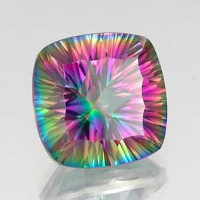 Quarzo mistico naturale multicolore da 15,58 ct, taglio a cuscino, VVS