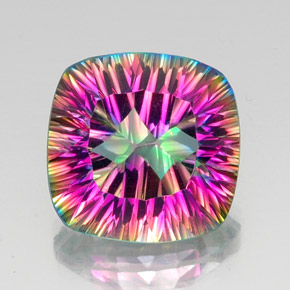 Quarzo mistico naturale multicolore da 14,64 ct, taglio a cuscino, VVS