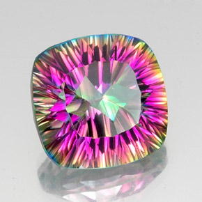 Quarzo mistico naturale multicolore da 14,64 ct, taglio a cuscino, VVS