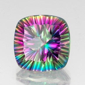 Quarzo mistico Arcobaleno superiore naturale da 15.13 ct, Taglio a cuscino, VVS