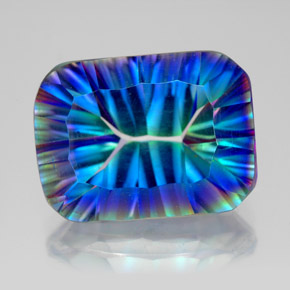 Quarzo mistico naturale multicolore da 10,01 ct, taglio smeraldo, VVS-VS