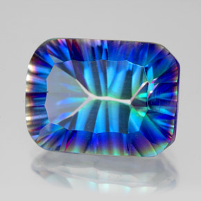 Quarzo mistico naturale multicolore da 10,01 ct, taglio smeraldo, VVS-VS