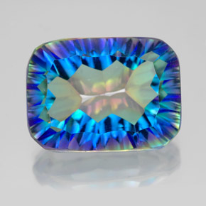 Quarzo mistico naturale multicolore da 10,14 ct, taglio smeraldo, VVS-VS