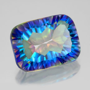 Quarzo mistico naturale multicolore da 10,14 ct, taglio smeraldo, VVS-VS
