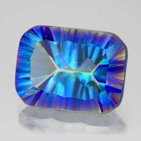 Quarzo mistico naturale multicolore da 11,18 ct, taglio smeraldo, VVS-VS