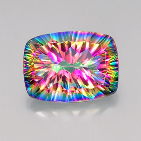 Quarzo mistico naturale multicolore da 18,37 ct, taglio a cuscino, VVS