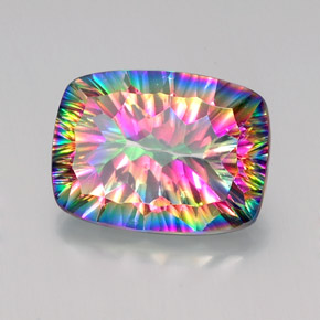 Quarzo mistico naturale multicolore da 18,37 ct, taglio a cuscino, VVS