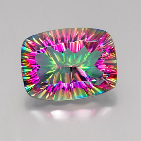 Quarzo mistico naturale multicolore da 19,28 ct, taglio a cuscino, VVS