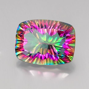 Quarzo mistico naturale multicolore da 19,28 ct, taglio a cuscino, VVS