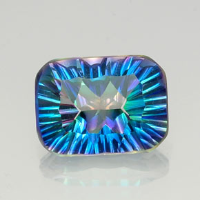 Quarzo mistico naturale multicolore da 9,71 ct, taglio smeraldo, VVS