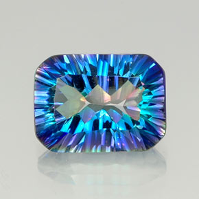 Quarzo mistico naturale multicolore da 10,19 ct, taglio smeraldo, VVS-VS