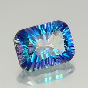Quarzo mistico naturale multicolore da 10,19 ct, taglio smeraldo, VVS-VS