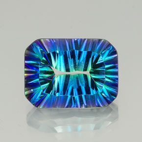 Quarzo mistico naturale multicolore da 10,66 ct, taglio smeraldo, VVS-VS