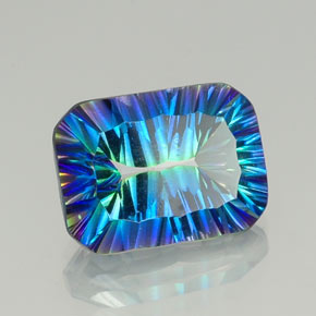 Quarzo mistico naturale multicolore da 10,66 ct, taglio smeraldo, VVS-VS
