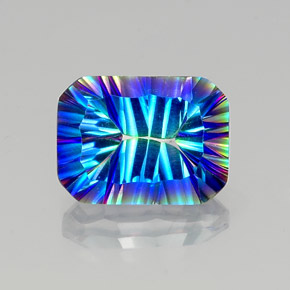 Quarzo mistico naturale multicolore da 10,64 ct, taglio smeraldo, VVS