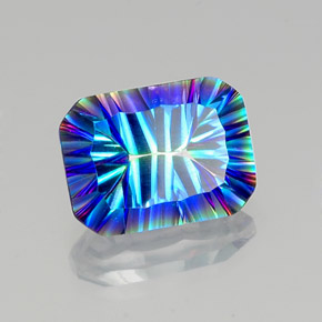 Quarzo mistico naturale multicolore da 10,64 ct, taglio smeraldo, VVS