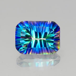 Quarzo mistico Arcobaleno superiore naturale da 11.02 ct, Taglio smeraldo, VVS