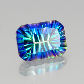 Quarzo mistico Arcobaleno superiore naturale da 11.02 ct, Taglio smeraldo, VVS