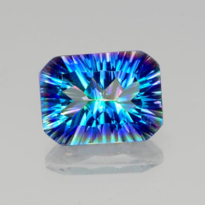 Quarzo mistico naturale multicolore da 10,25 ct, taglio smeraldo, VVS-VS