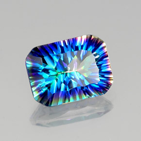 Quarzo mistico naturale multicolore da 10,25 ct, taglio smeraldo, VVS-VS