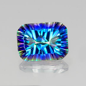 Quarzo mistico naturale multicolore da 9,86 ct, taglio smeraldo, VVS-VS
