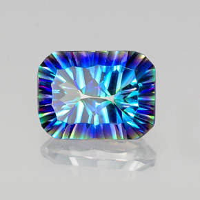 Quarzo mistico naturale multicolore da 9,86 ct, taglio smeraldo, VVS-VS