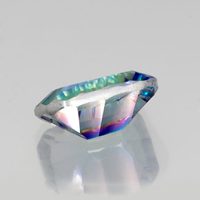 Quarzo mistico naturale multicolore da 10,23 ct, taglio smeraldo, VVS-VS