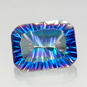 Quarzo mistico naturale multicolore da 10,00 ct, taglio smeraldo, VVS