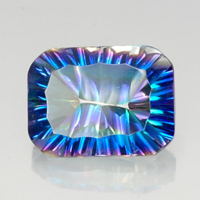 Quarzo mistico naturale multicolore da 10,00 ct, taglio smeraldo, VVS