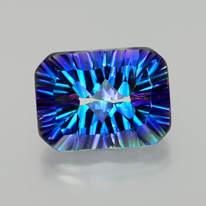 Quarzo mistico naturale multicolore da 10,52 ct, taglio smeraldo, VVS