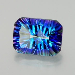 Quarzo mistico naturale multicolore da 10,52 ct, taglio smeraldo, VVS