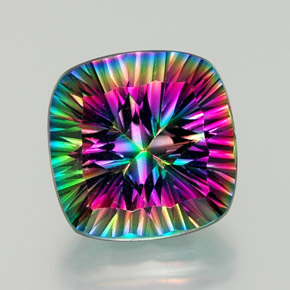Quarzo mistico naturale multicolore da 14,82 ct, taglio a cuscino, VVS