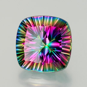 Quarzo mistico naturale multicolore da 14,82 ct, taglio a cuscino, VVS