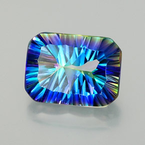 Quarzo mistico naturale multicolore da 10,42 ct, taglio smeraldo, VS