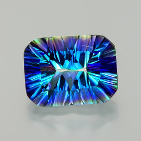 Quarzo mistico naturale multicolore da 11,25 ct, taglio smeraldo, VVS-VS