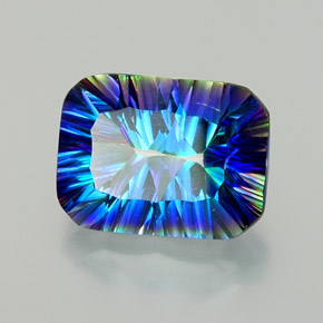 Quarzo mistico naturale multicolore da 11,25 ct, taglio smeraldo, VVS-VS